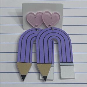 Purple Heart Pencil Earrings for Kids